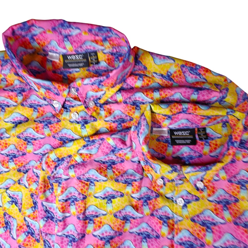 WeSC Unisex Odens Shrooms Trip Sm & LG Couple AOP Print Shirt Psychedelic Lot - Picture 2 of 13